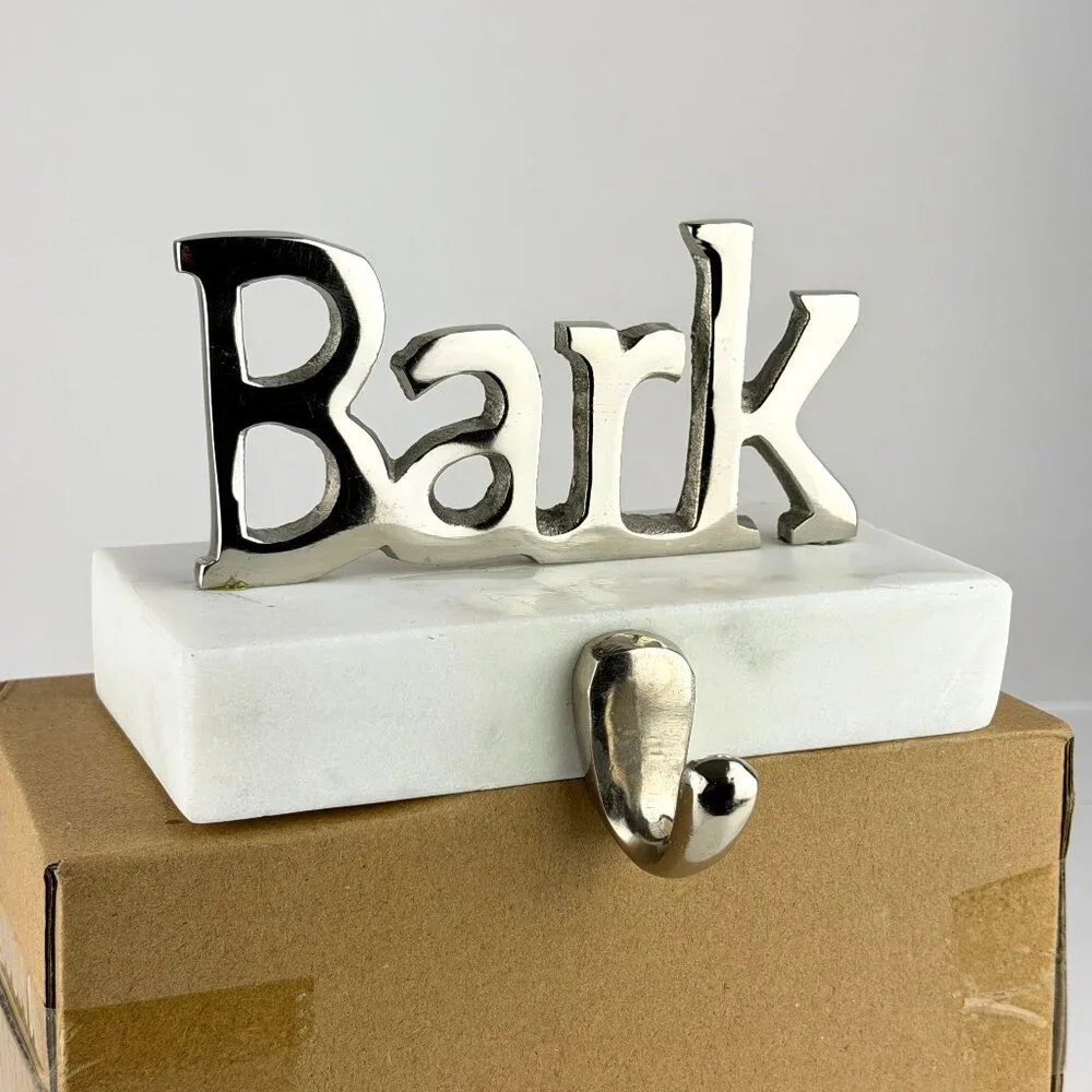 Bark Marble & Silver Dog Leash Holder Hook Modern Pet Decor